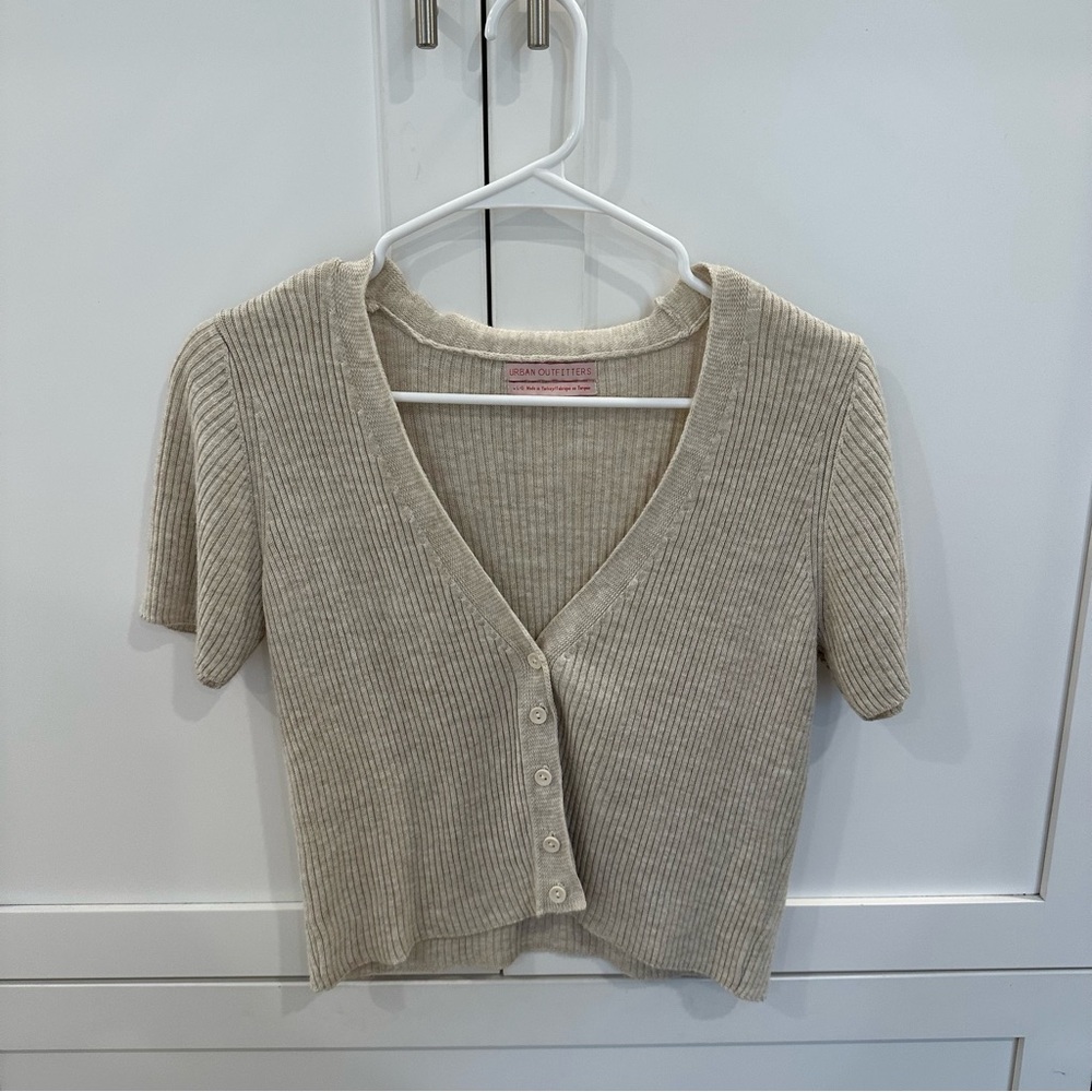 Urban Outfitters Cream Ribbed Knit Top